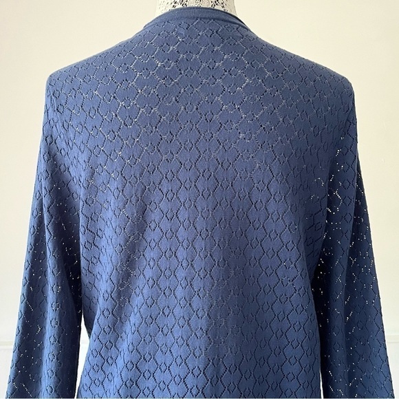 Jones New York Blue Open Front Pointelle Cardigan Size M - Picture 6 of 10
